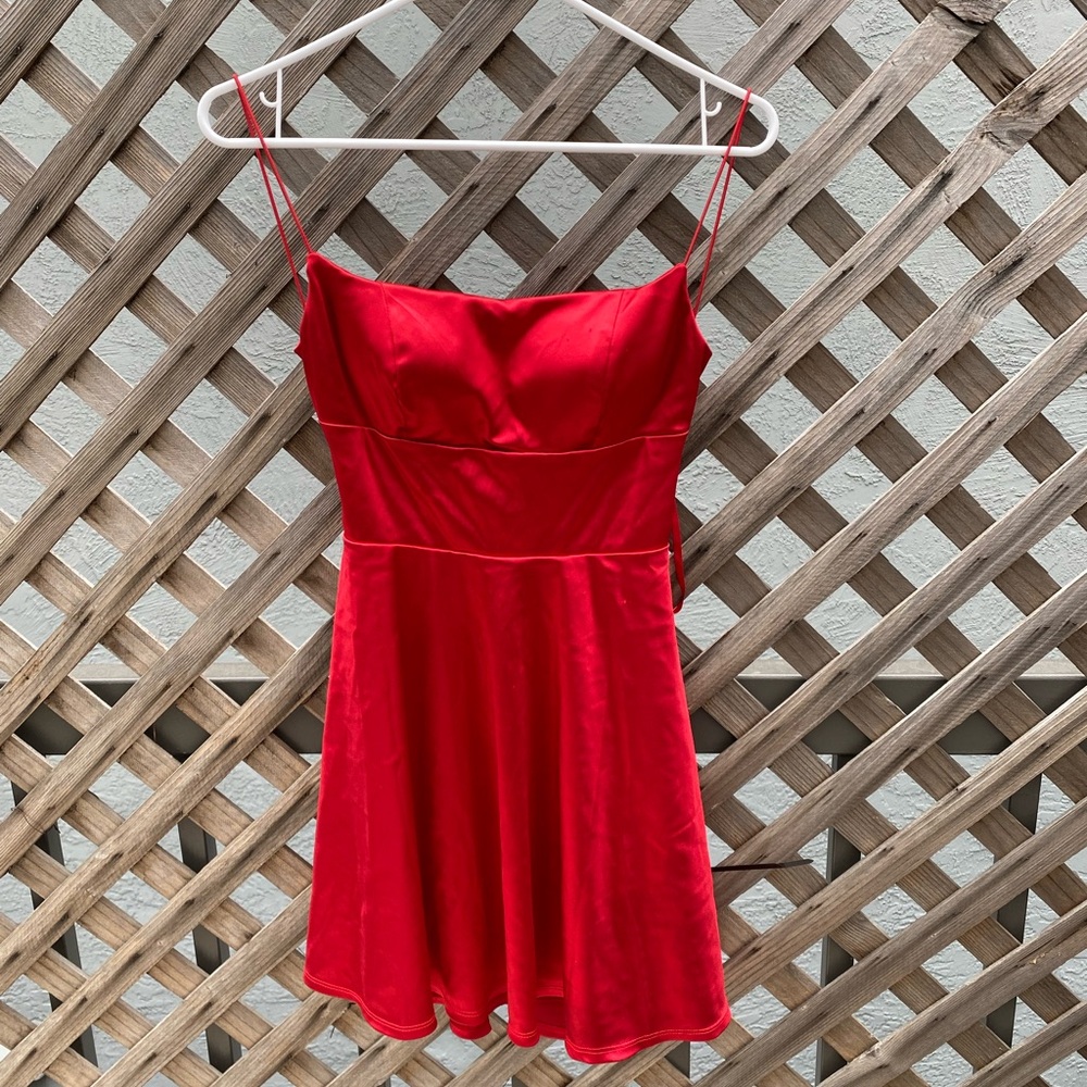 Red Backless Spaghetti Strap Mini Dress